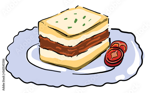 Casserole cake, illustration, vector on white background