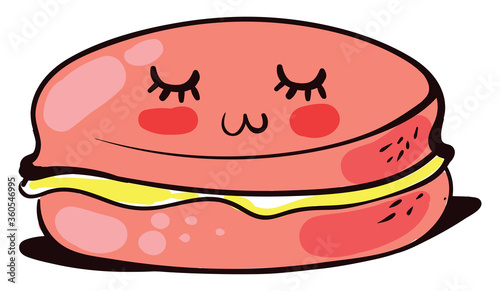 Cute macaroon, illustration, vector on white background