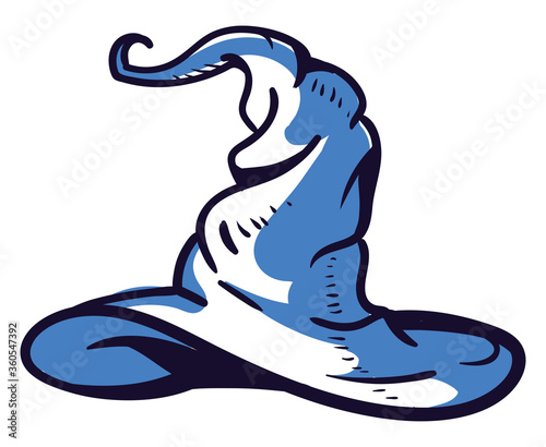 Drawing blue wizard hat, illustration, vector on white background