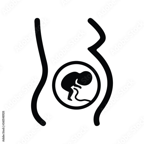 Embryo, fetus, mother, pregnancy icon / black color