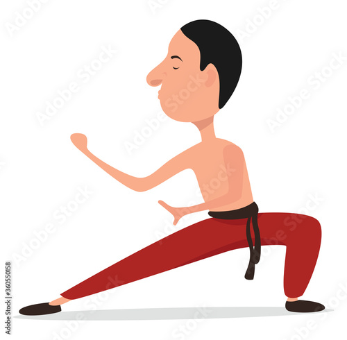 Kung fu master, illustration, vector on white background