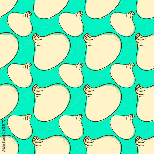 Georgian khinkali, seamless pattern on green background.