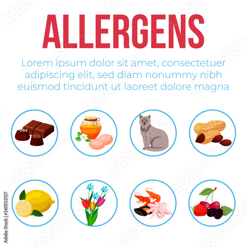 Vector illustration types of allergens concept