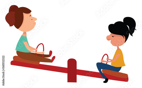 Kids on the playground, illustration, vector on white background