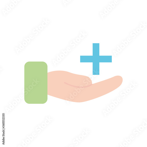 Fototapeta Naklejka Na Ścianę i Meble -  hands with medical cross icon, flat style