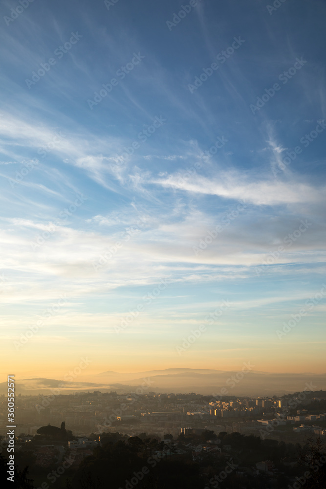 Vertical landscape with sunset sky and mountains as background Vertical landscape with sunset sky and mountains as background