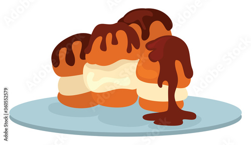 Sweet profiteroles, illustration, vector on white background