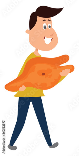 Man with puri, illustration, vector on white background