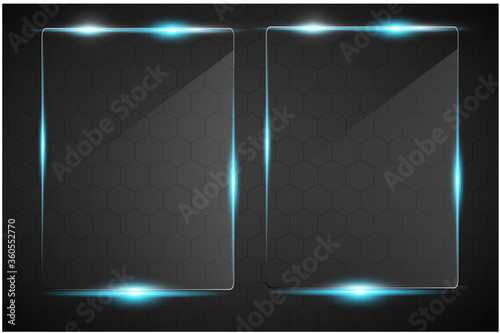 Glass plates set. Glass banners isolated on transparent background. Graphic concept for your design.