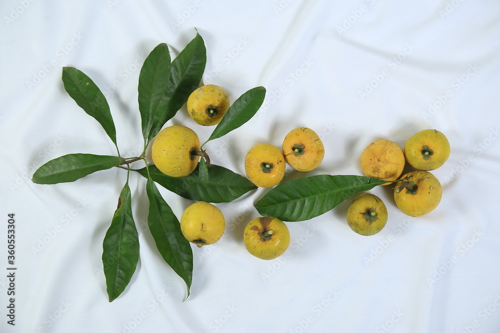 custom made wallpaper toronto digitalFresh ripe tasty eggfruits with leaves isolated on white background