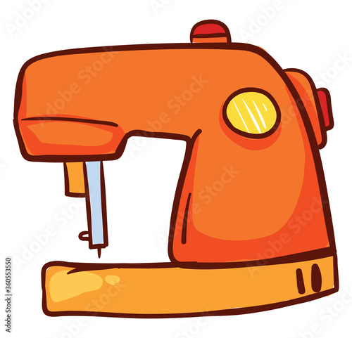 Orange sewing machine, illustration, vector on white background