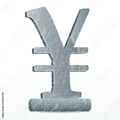 stone yen symbol on a stand on a light gray background, EPS 10