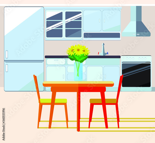 The interior of the bright kitchen for the home, EPS 10