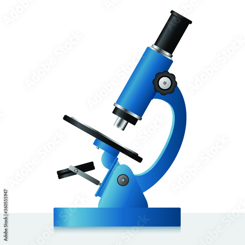 image of a blue school microscope on a white background, eps 10
