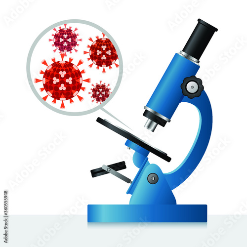 image of a microscope with an increase in coronavirus, EPS 10