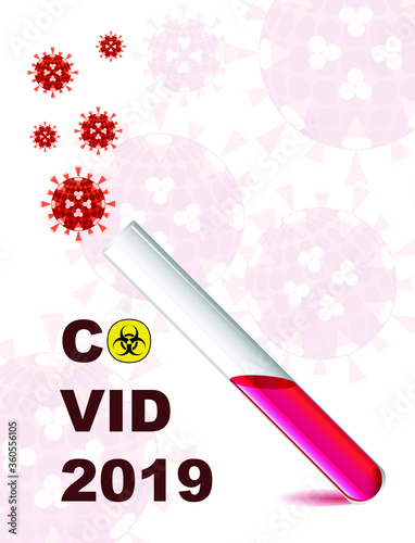 opened tube from which the coronavirus evaporates, EPS 10