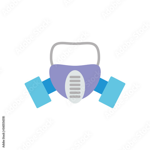 protective medical respirator mask icon, flat style