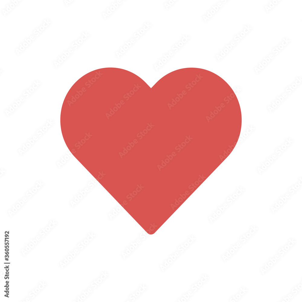 Heart vector icon. Flat linear heart icon. Flat simple red symbol on white background.