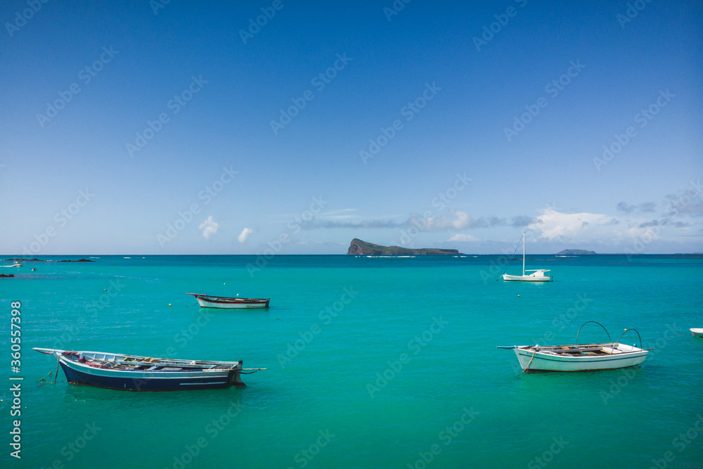 Cap Malheureux with the island of Coin de Mire in the distance, Mauritius, Indian Ocean 