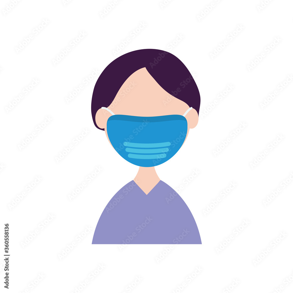 avatar boy wearing medical mask icon, flat style avatar boy wearing medical mask icon, flat style