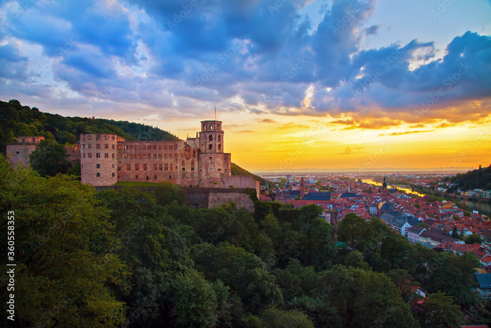 HEIDELBERG/GERMANY - JUNE 15th, 2019: castle of Heidelberg, Old Town, Heidelberg