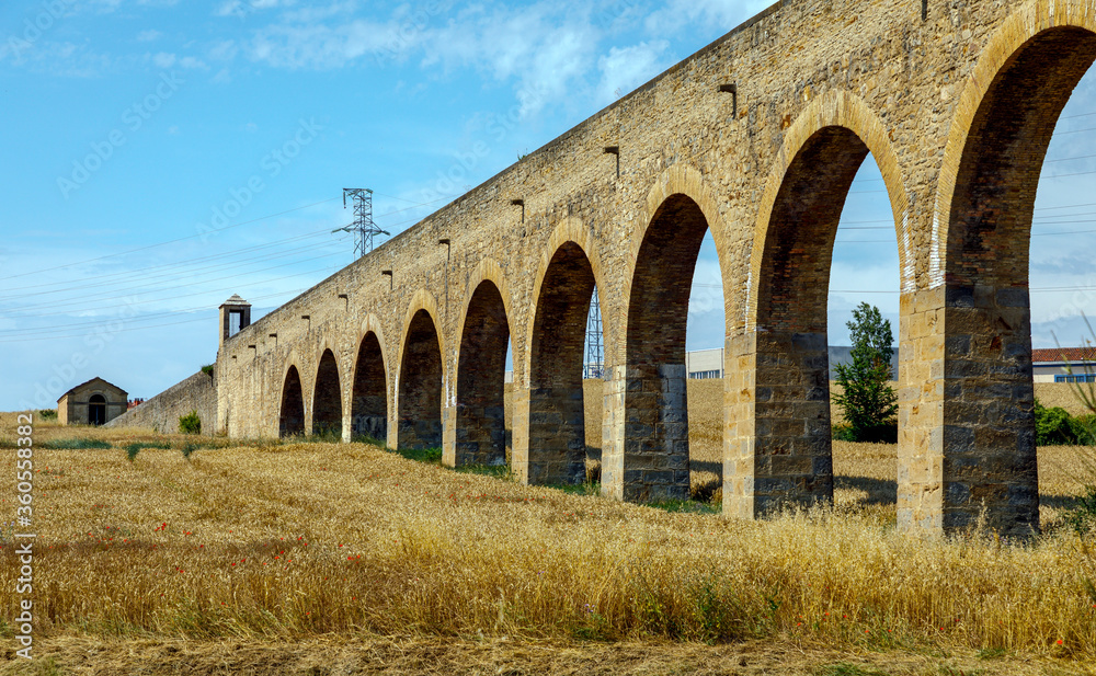 Aqueduct of Noain near Pamplona city Spain