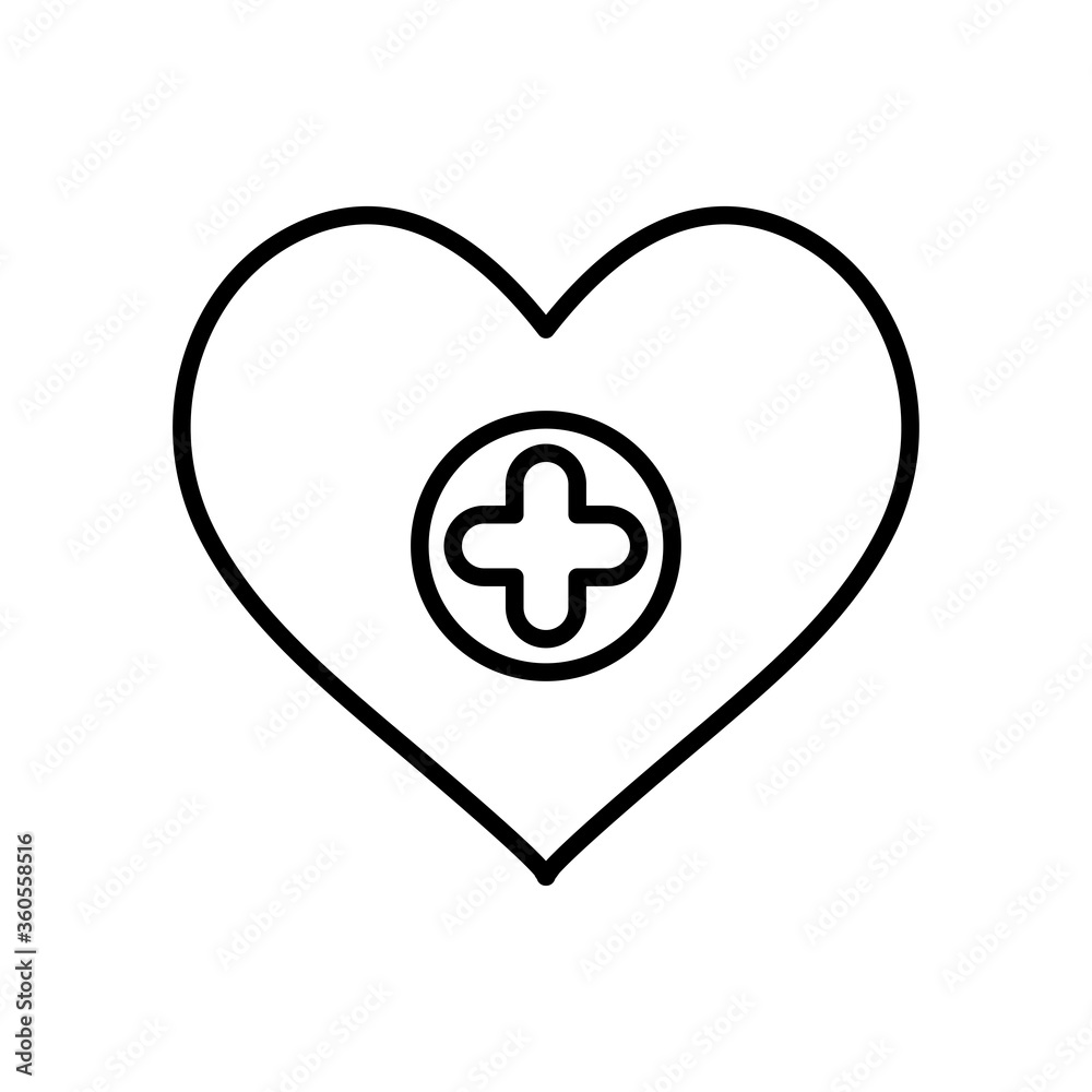 heart with medical cross icon, line style heart with medical cross icon, line style