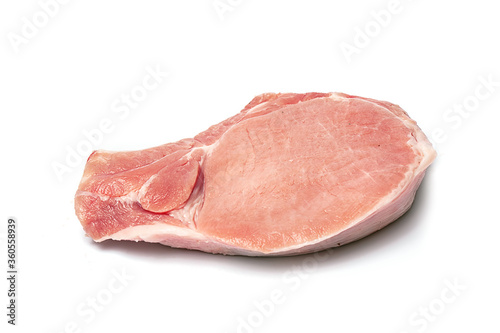 fresh pork steak on the bone on a white background