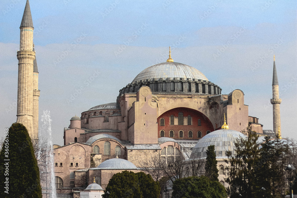 Ayasofya Museum (Hagia Sophia) in Sultan Ahmet park in Istanbul, Turkey.