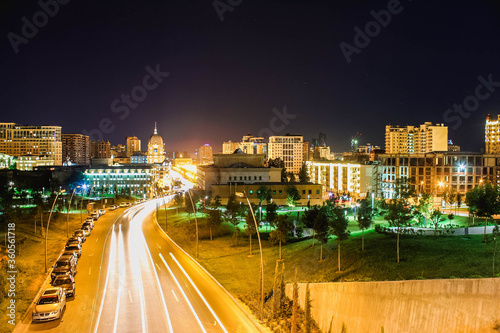 Photo of Baku night. Beautiful city. Fantastic background of Baku night.
