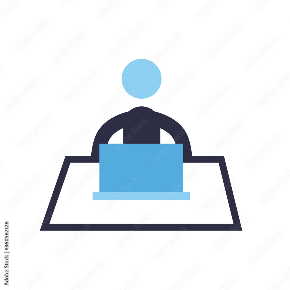 Businessman with laptop flat style icon vector design