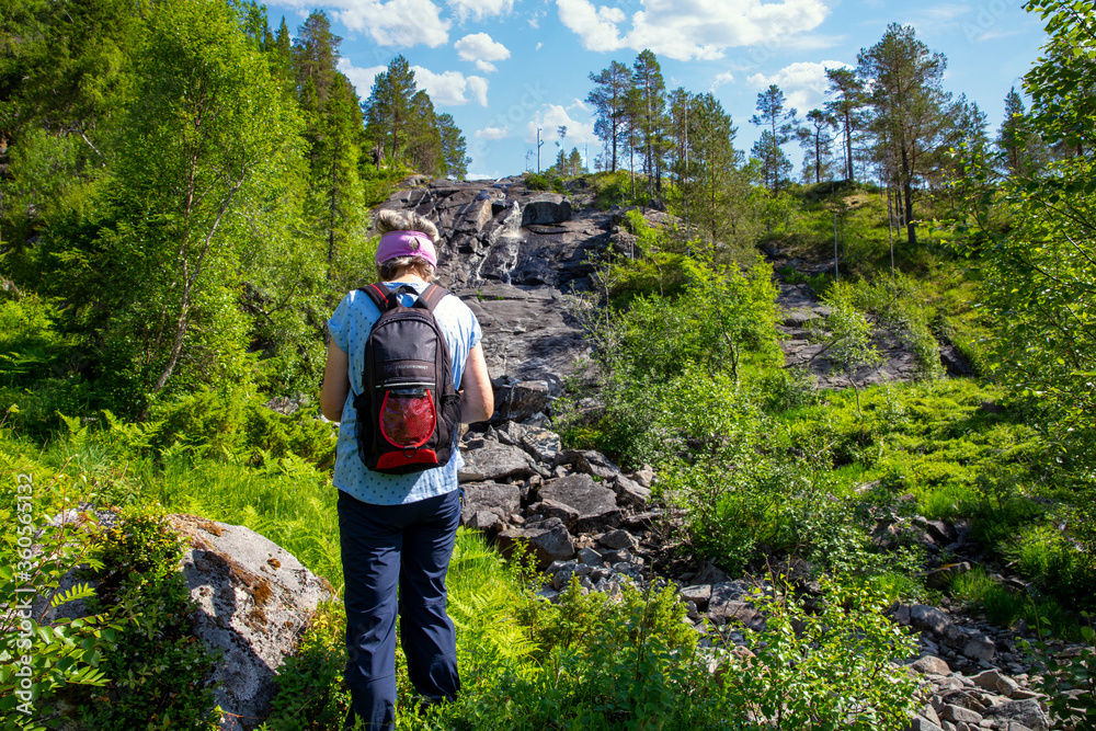 Hiking near lake Fuglvatn in Velfjord, Nordland county