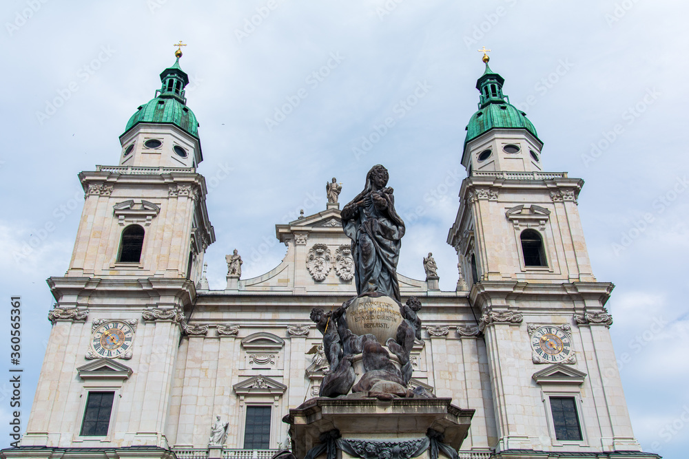 Marien Statue in front of the dome in Salzburg Austria