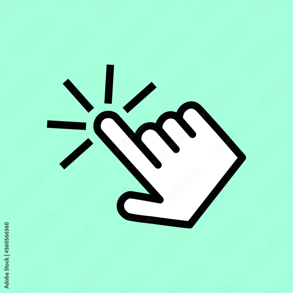 Hand clicking icon vector flat illustration Hand clicking icon vector flat illustration