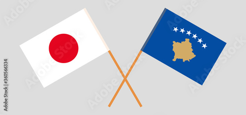 Crossed flags of Kosovo and Japan