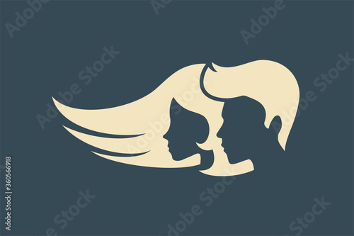 Creative design of woman and man face icon