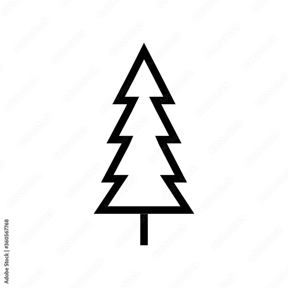 Evergreen conifer tree icon in line design style. Fir or pine tree sign. Evergreen conifer tree icon in line design style. Fir or pine tree sign.