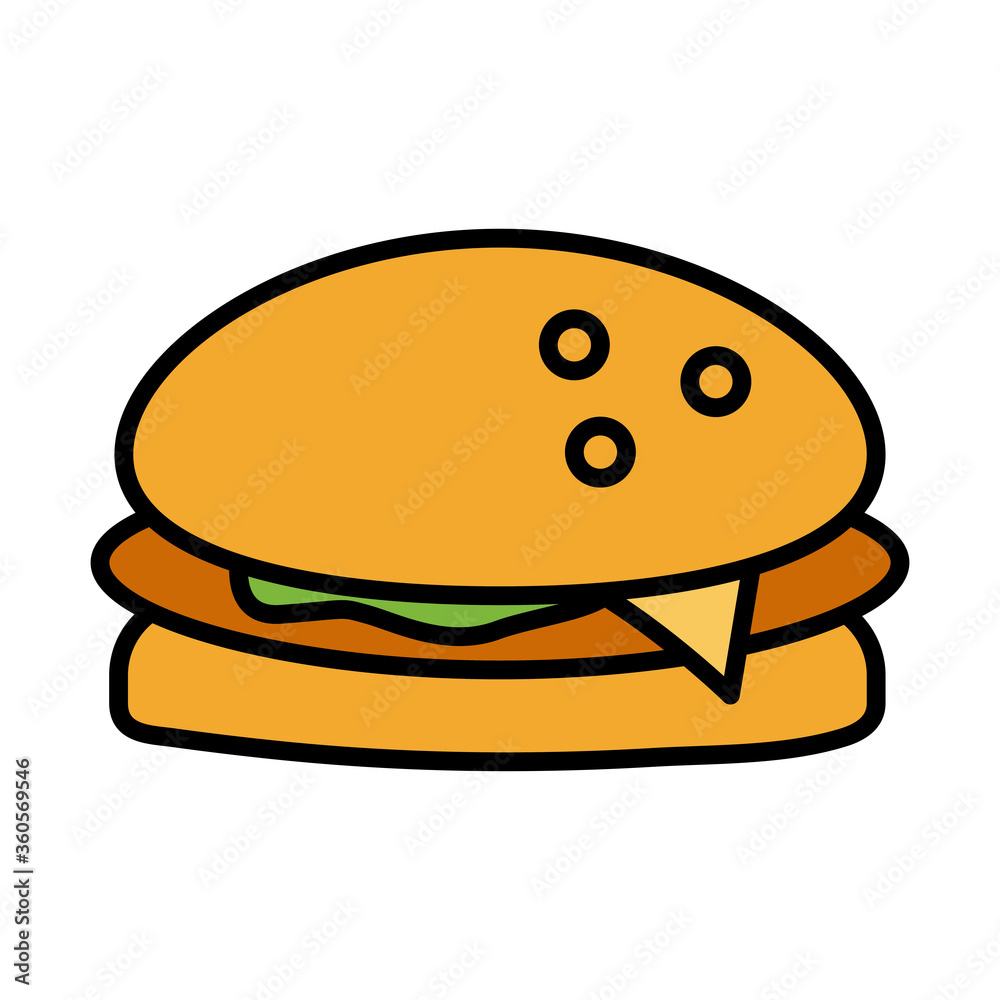 delicious burger fast food fill style delicious burger fast food fill style