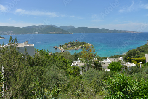 sea in the mountains with blue sky