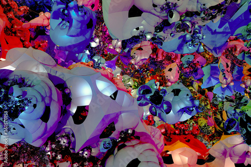 3D render. The embossed background texture, 3d illustration, volumetric drawing. Textures for the design. Three-dimensional texture. 3D Fractal shape.