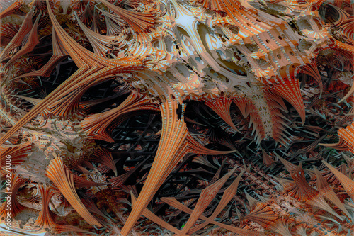 3D render. The embossed background texture, 3d illustration, volumetric drawing. Textures for the design. Three-dimensional texture. 3D Fractal shape.