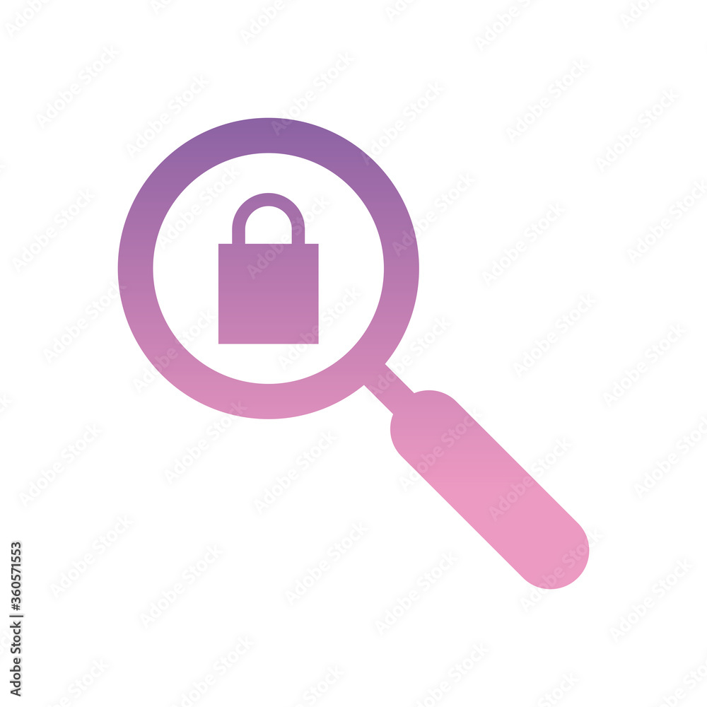 padlock inside lupe gradient style icon vector design padlock inside lupe gradient style icon vector design