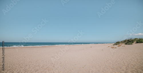 beautiful sandy beach and turquoise sea at sunny day Patara beach  Antalya Turkey