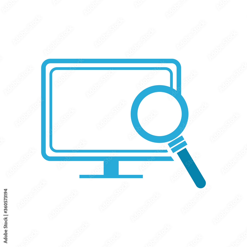 lupe with computer flat style icon vector design lupe with computer flat style icon vector design