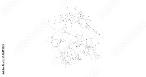 Abstract 3D illustration background motion transformation with Zen white gray dots lines on plexus pattern of future innovation technology digital business network connection