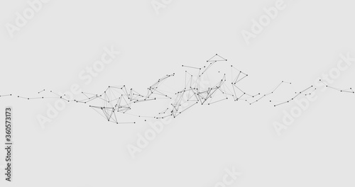Abstract 3D illustration background motion transformation with Zen white gray dots lines on plexus pattern of future innovation technology digital business network connection