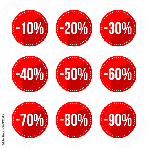 discount sale badge sticker set red color