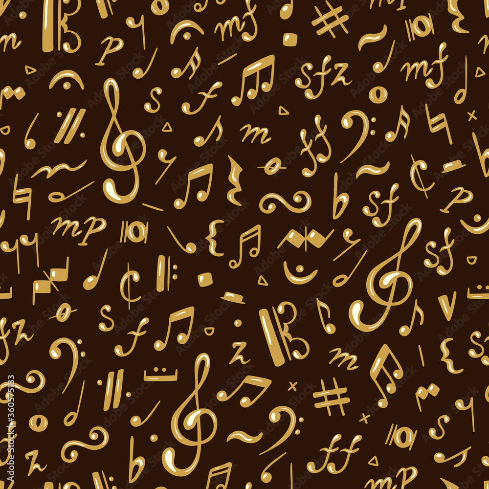 Vector Music background. Musical Notes Seamless Pattern
