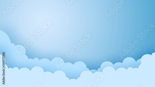 blue sky with cloud paper art design. Vector paper cut illustration. Eps10 