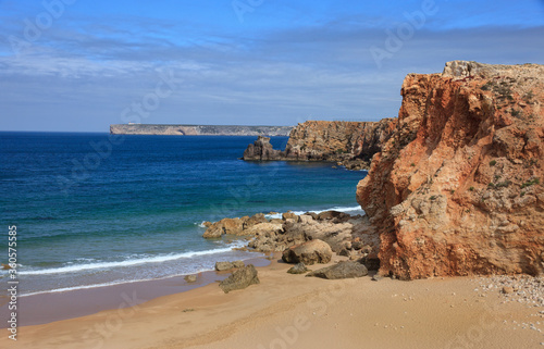 Landscape of the beautiful ocean shoreline in Algarve region, Portugal 